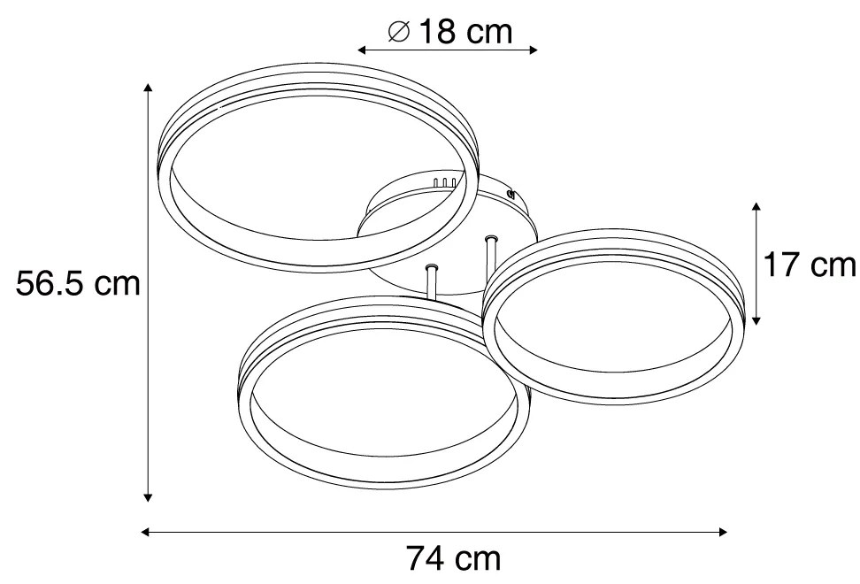 Lampa sufitowa drewniana z LED, 3-stopniowa regulacja ściemniania, 3-źródła światła - Navara Nowoczesny Oswietlenie wewnetrzne
