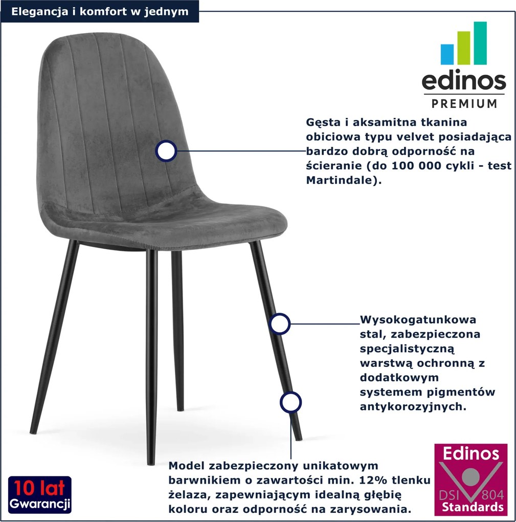 Ciemnoszare krzesło tapicerowane welurowe M6-B69