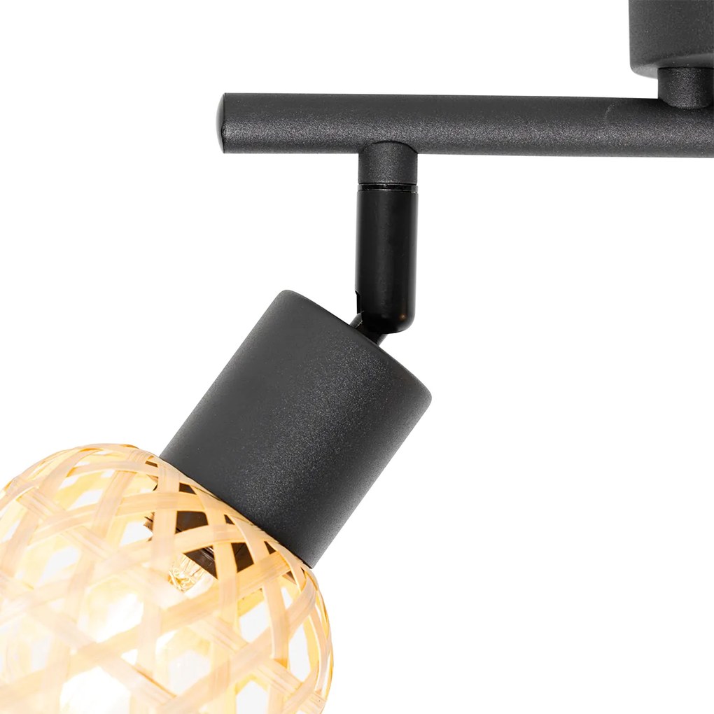 Orientalny reflektor czarny z bambusową 2-światłową - Rayan