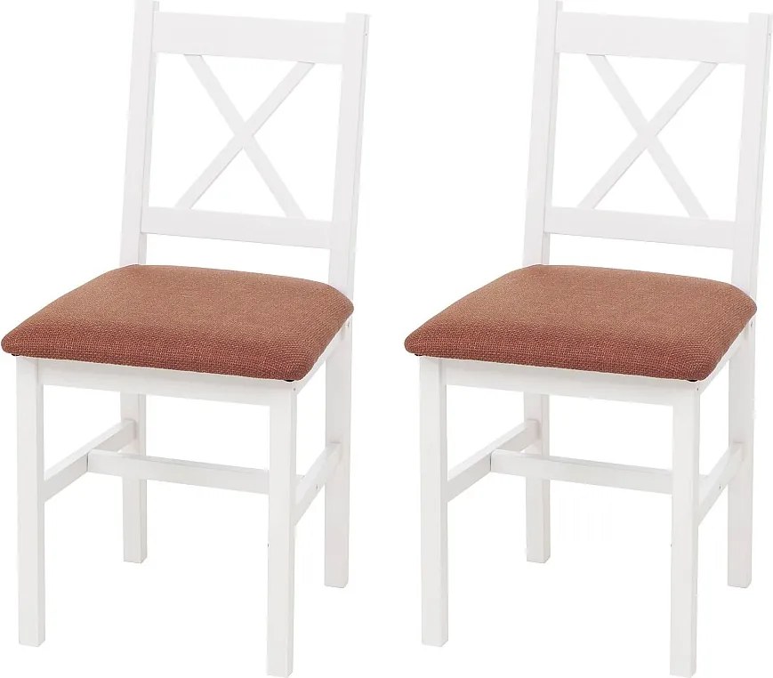 Krzesło do jadalni MCW-F77 (zestaw 2 szt.),  białe, tapicerka terakota
