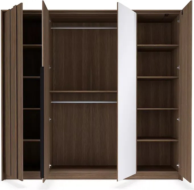 Zestaw mebli sypialnianych Dunin – łóżko, szafa 4D z lustrem, komoda 153 cm LED i szafki nocne