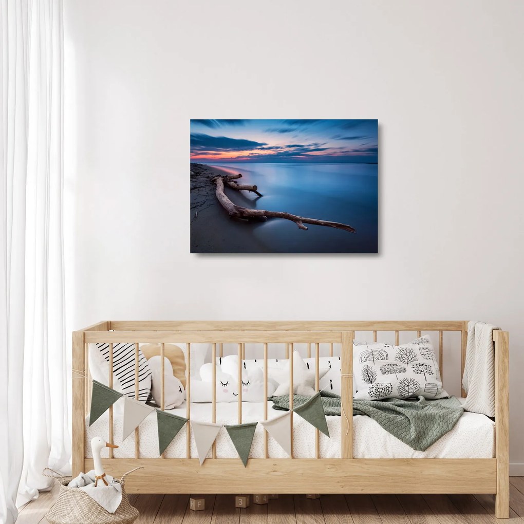 Obraz na szkle - plaża o zachodzie słońca (70x50 cm)
