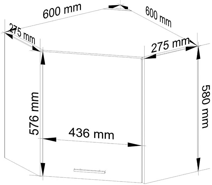Narożna szafka kuchenna w kolorze betonu - Poli 23X