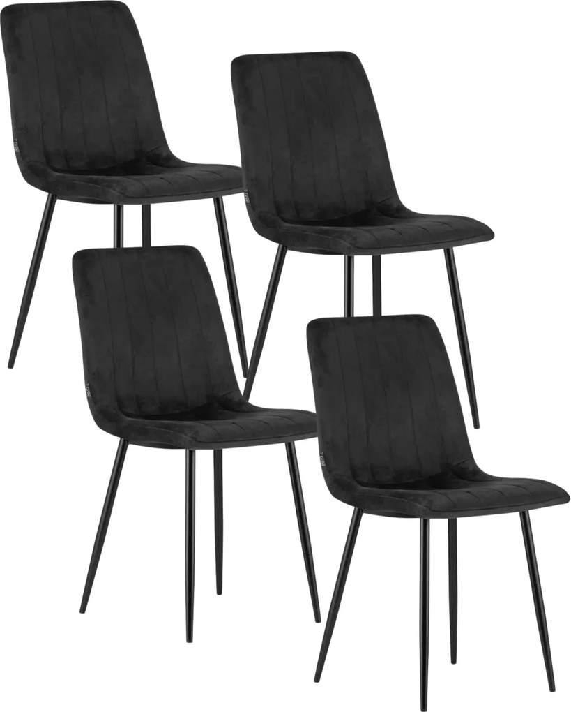 Komplet czarnych aksamitnych krzeseł 4 szt. D2-H01