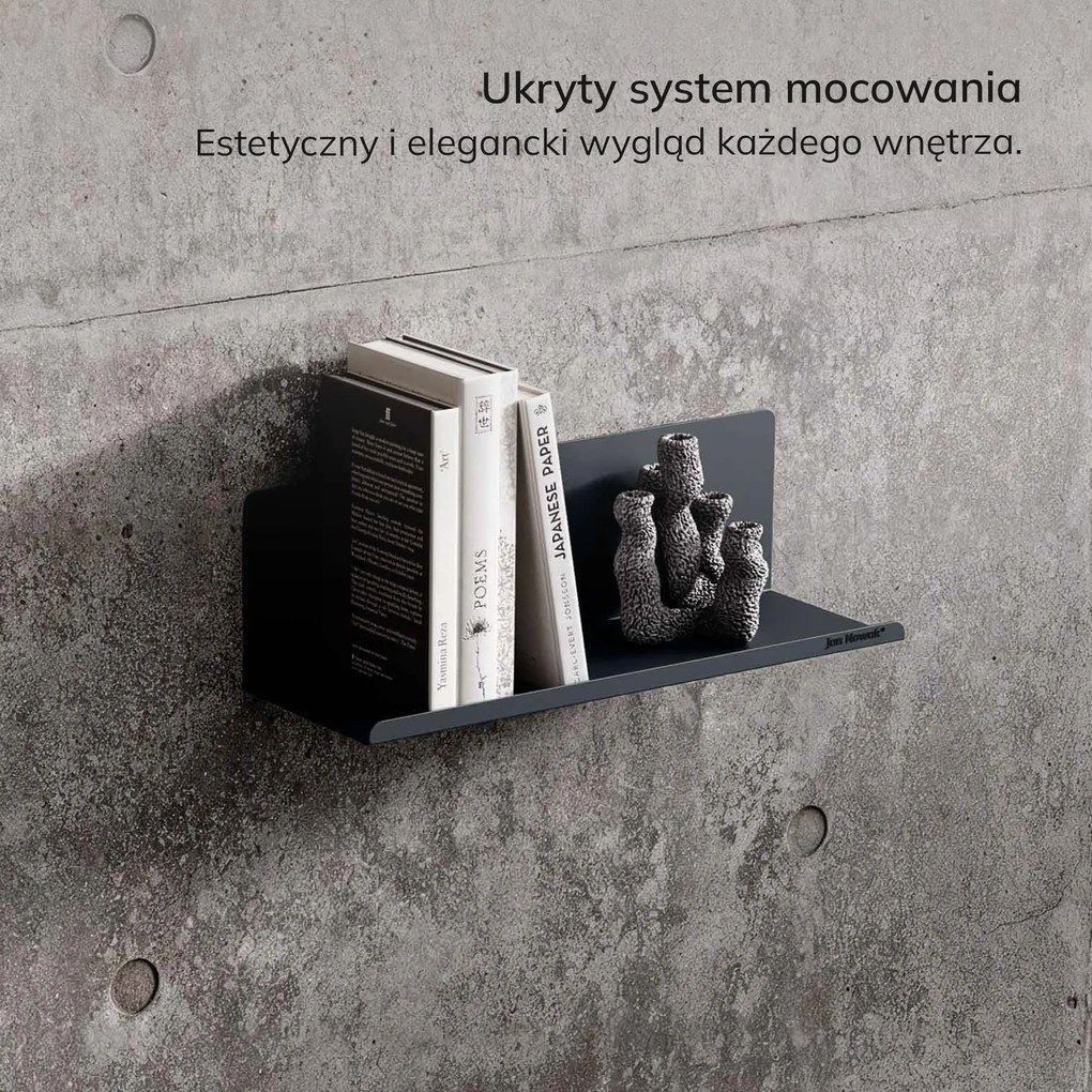 Półka wisząca JOANNE 400 mm, antracytowa