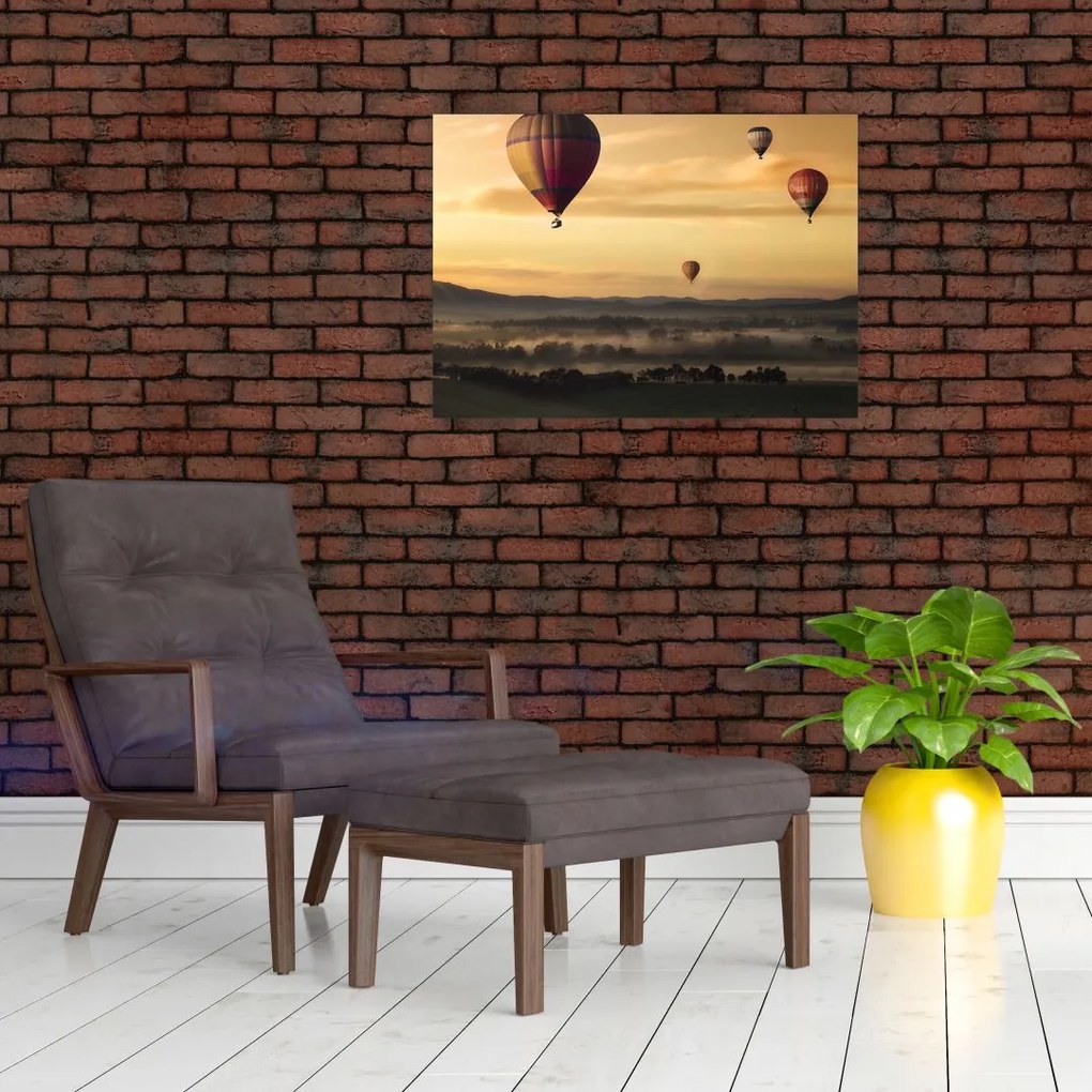 Obraz na szkle - latające balony (70x50 cm)
