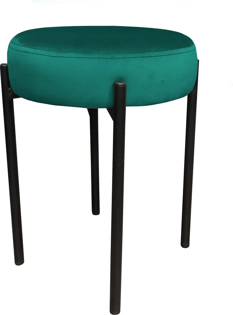 Taboret DIOR stelaż metalowy tkanina Welur : Kolor Stelaża - Czarny , Kolor tkaniny - VELVET - MG20, Typ tkaniny - Velvet