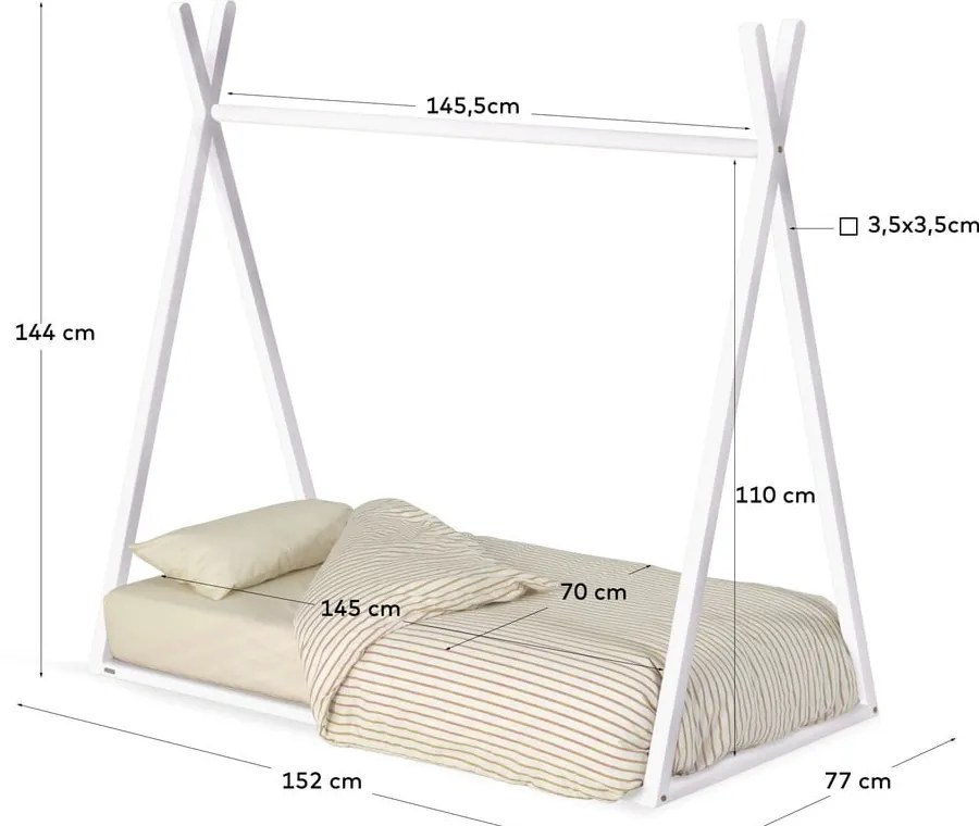 Białe łóżko dziecięce w kształcie domku z drewna bukowego 70x140 cm Maralis – Kave Home