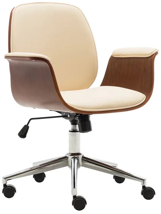 Kremowy fotel industrialny z ekoskóry na kółkach D3-B01