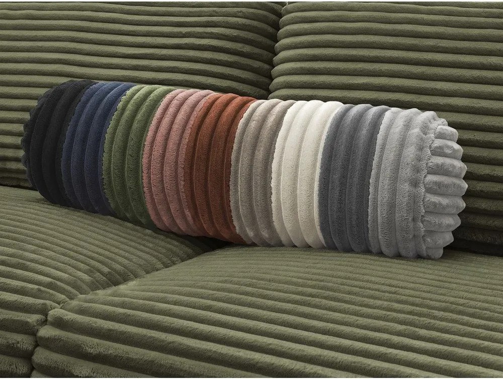 Zielona sztruksowa rozkładana sofa do spania 220 cm Hugo – Bobochic Paris