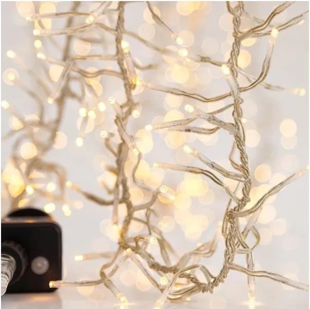 Zewnętrzny łańcuch świetlny LED CLUSTER 1152 diod LED/8 funkcji, 12 m, IP44, ciepła biel