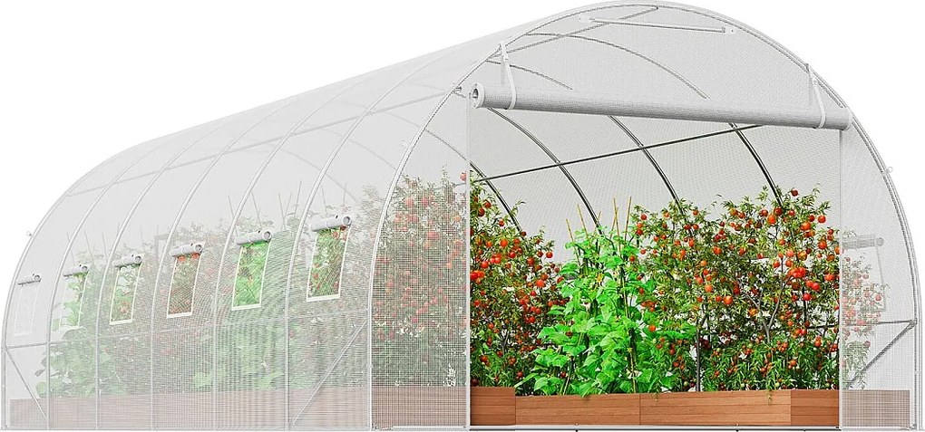 Tunel Foliowy SucceBuy 5,8 x 2,8 x 2,0 m, Ocynkowana Rama, Powłoka PE, Biała