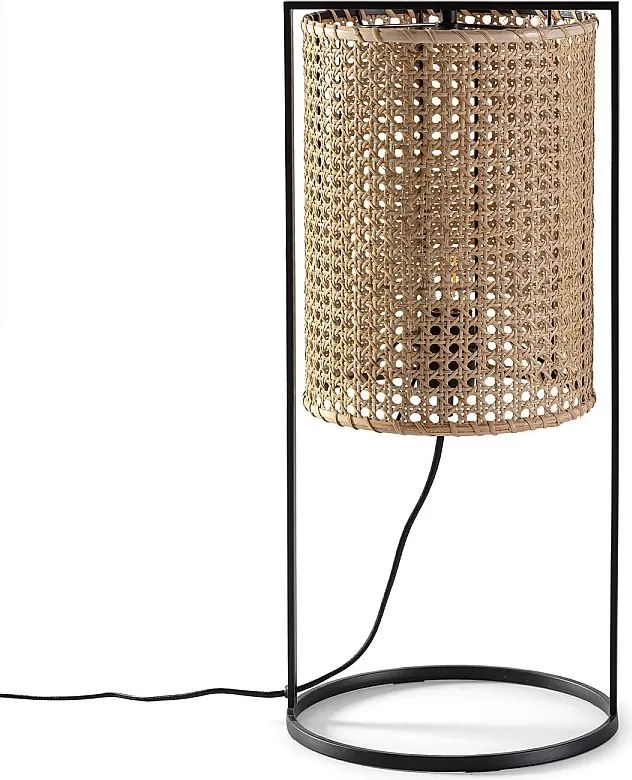 Lampa stołowa Sumi z wikliny naturalnej, średnica 26 cm.