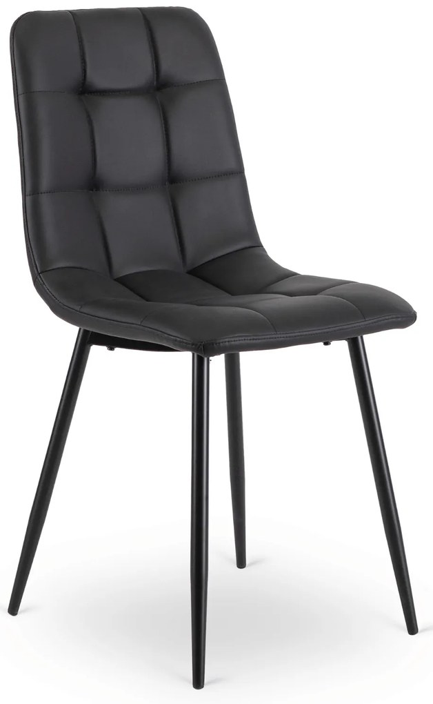 Zestaw Stół Okrągły LINO 100 cm Dąb Rustykalny/Czarny i 4 Krzesła DALVIN Czarne Ekoskóra Nowoczesne Loft