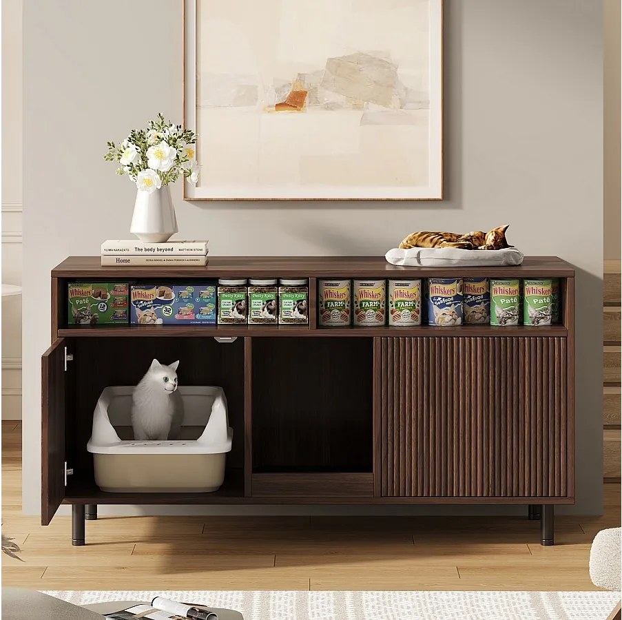 Nowoczesna komoda - 120 x 50 x 66 cm - z matą odzyskującą piasek + 2 drzwi - MDF - naturalny