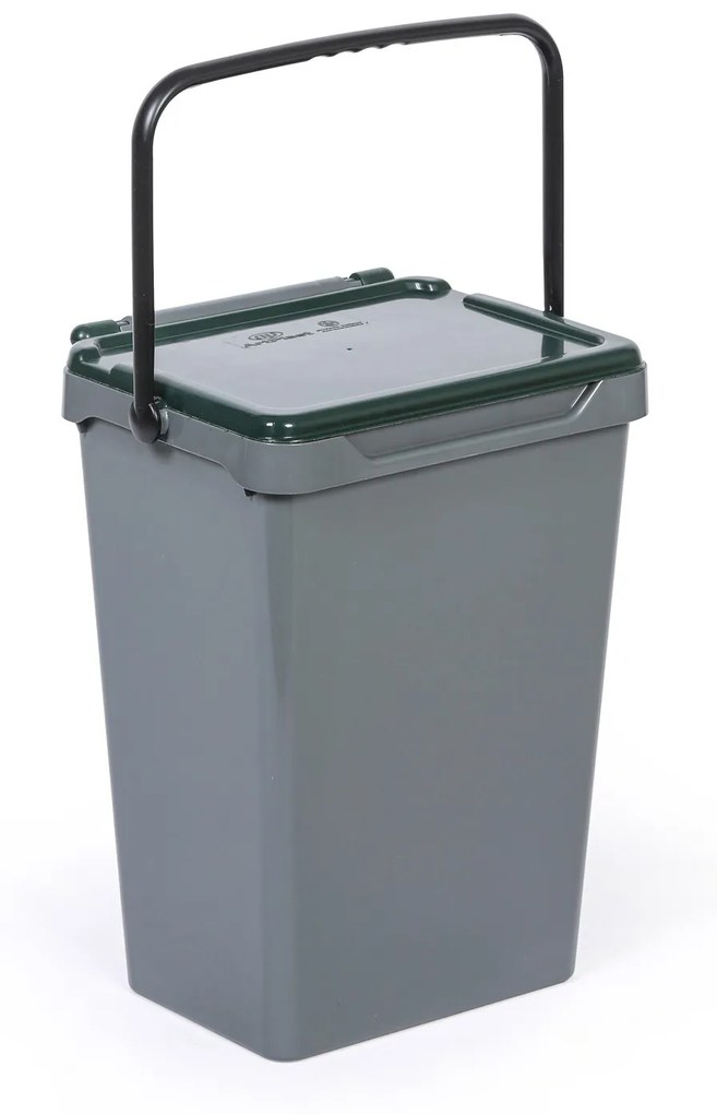 Kosz plastikowy na śmieci do segregacji, 35 l, szary + ciemnozielony