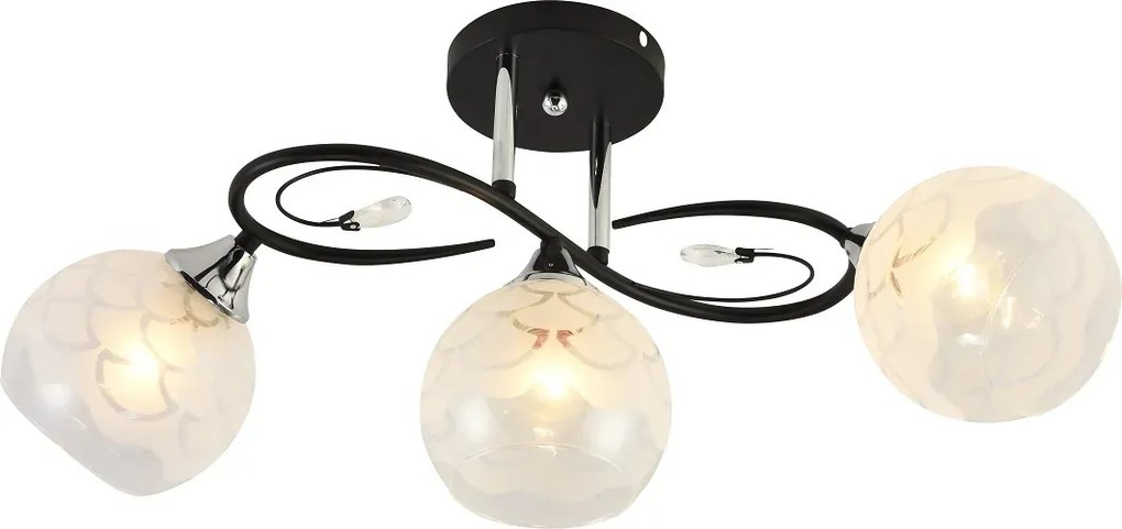 Czarny żyrandol z zawijanym metalowym ramieniem - V191 M7-M47