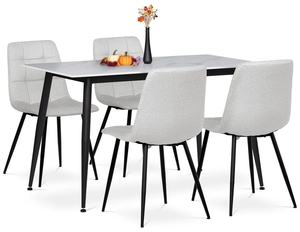 Zestaw obiadowy z ceramiki spiekanej i metalu, 5 szt., biały