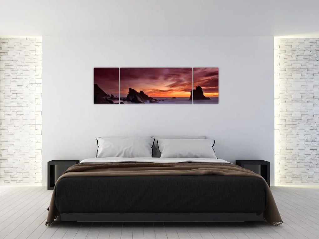 Obraz zachodu słońca na wybrzeżu (170x50 cm)