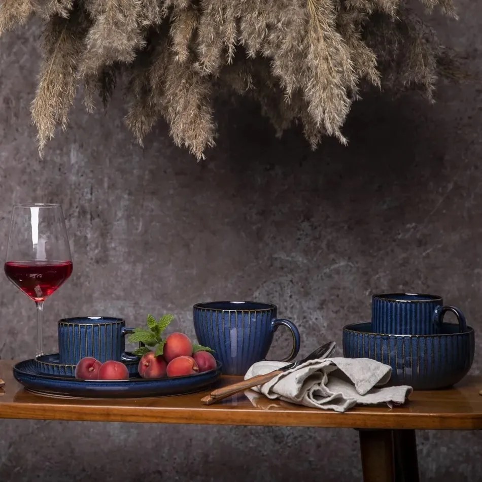 Altom Miska porcelanowa Reactive Stripes niebieski, 15 cm