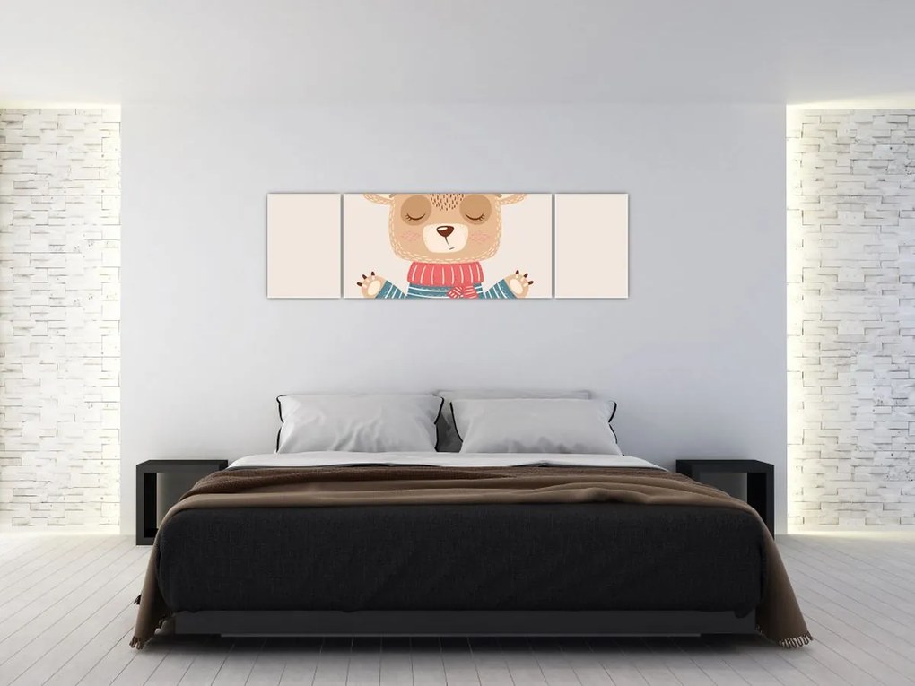Obraz - Beżowy miś z koroną (170x50 cm)