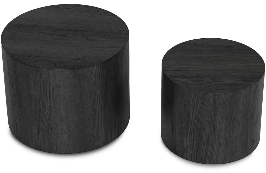 Zestaw Stolików Kawowych LEILA 38 cm/48 cm Czarny Loft