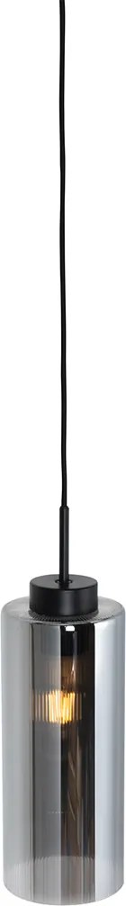 Inteligentna lampa wisząca czarna z przydymionym szkłem z Wifi ST64 - Laura