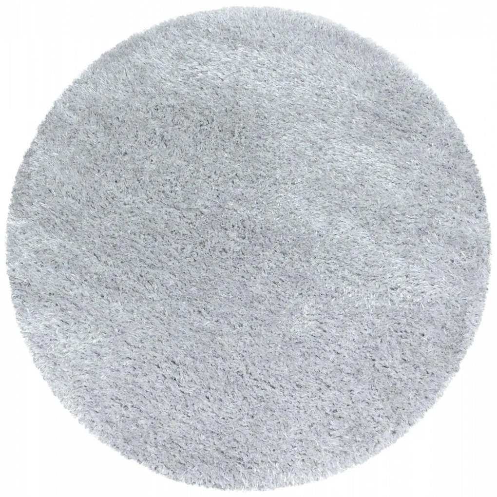 Dywan shaggy poliestrowy Brilliant srebrny koło 120 cm x 120 cm