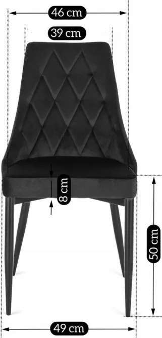 Krzesło Tapicerowane do Salonu CORK Czarne Welurowe Nowoczesne Loft