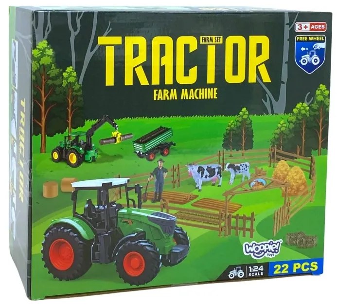 Woopie zestaw mini farma traktor zwierzęta osada farma rolnik narzędzia