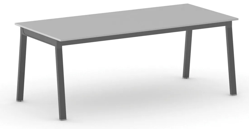 Stół konferencyjny do biura PRIMO BASIC, 200x90 cm, czarna podstawa, szary