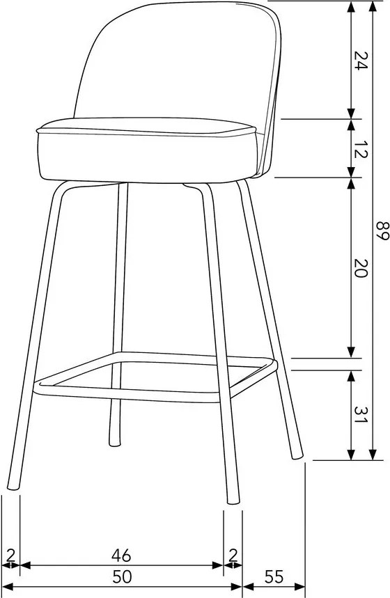 Musztardowy aksamitny hoker (wysokość siedziska 64 cm) Vogue – WOOOD