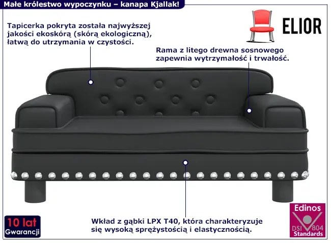 Czarna minimalistyczna kanapa dla dzieci - Nilan