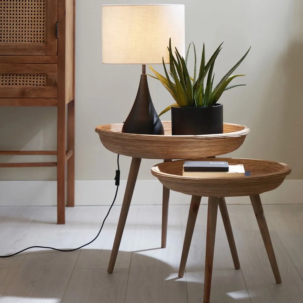 Rattanowe okrągłe stoliki zestaw 2 szt. ø 56 cm Colon – Light & Living