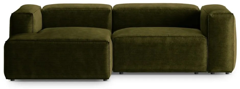 Zielony sztruksowy narożnik (lewostronny/z szezlongiem) Bergamo – Cosmopolitan Design