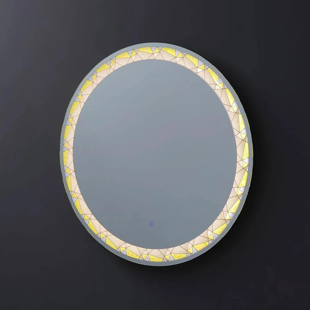 Okrągły wyświetlacz dotykowy LED "Mosaic" z satynową i kolorową wkładką cm 80x80h