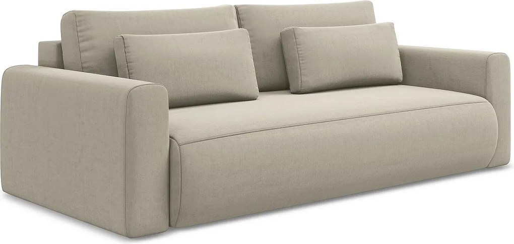 Kanapa 3-osobowa z funkcją spania - z tkaniny welwetowej - perłowy - KAPUA