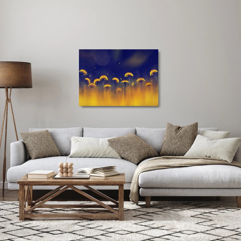 Obraz na szkle - Dmuchawce (70x50 cm)