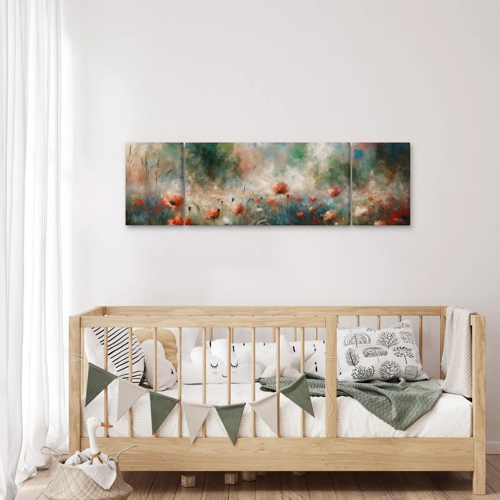 Obraz – Abstrakcja pola z makami (170x50 cm)