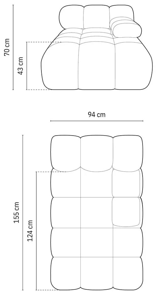 Pomarańczowy moduł sofy z materiału bouclé (prawostronny) Bellis – Micadoni Home