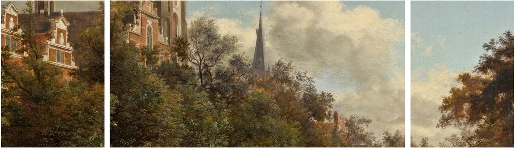 Obraz - Jan van der Heyden, View Down a Dutch Canal, reprodukcje (170x50 cm)
