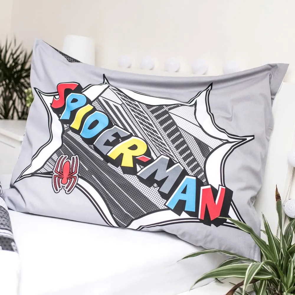Szara dziecięca bawełniana pościel Jerry Fabrics Spiderman, 140x200 cm