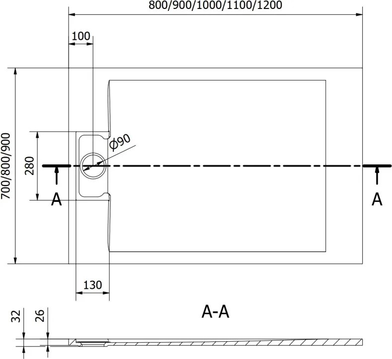 Mexen Otto brodzik prostokątny SMC 100 x 90 cm, biały - 4N109010