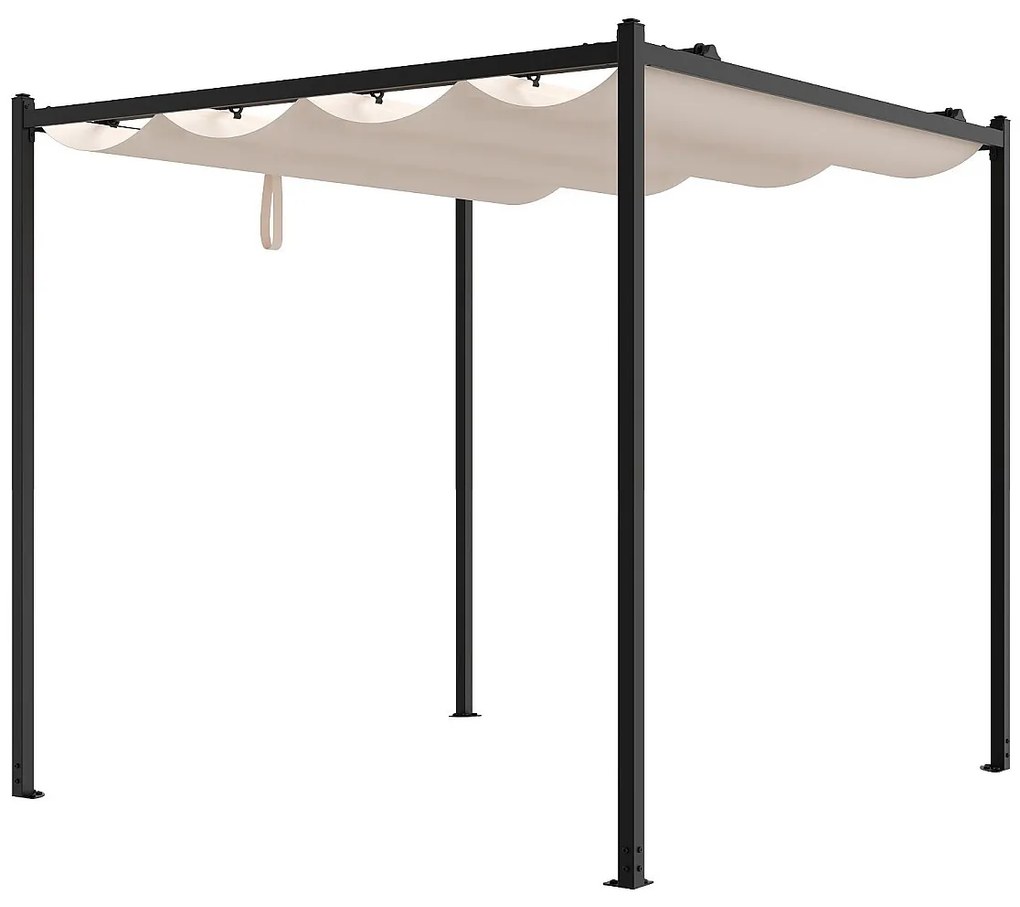 Wolnostojąca pergola stalowa z rozsuwanym dachem - 5,3 m² - czarna - MAZARA