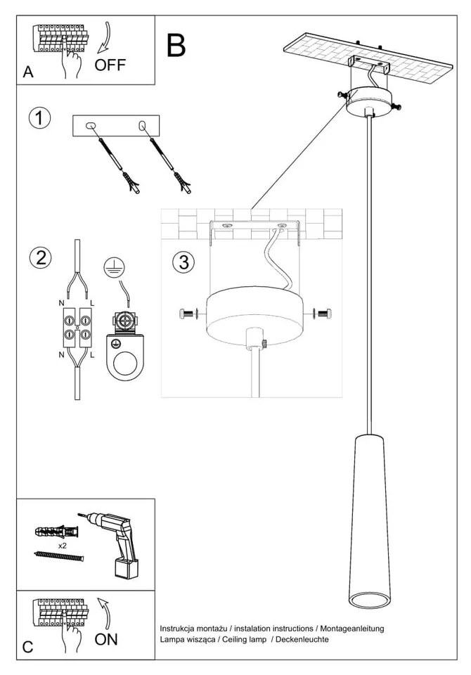 Biała lampa wisząca z ceramicznym kloszem ø 8 cm Alverna – Nice Lamps