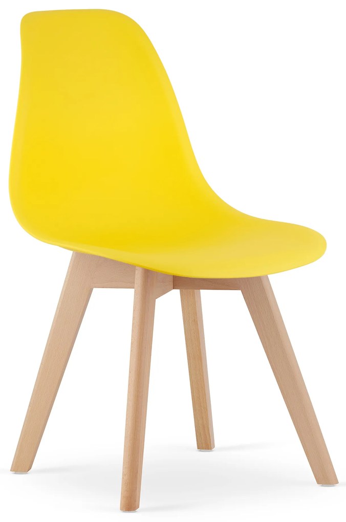 Żółte krzesło KITO z bukowymi nogami