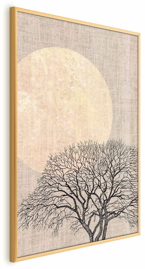 Plakat Poranna pełnia księżyca 29,7x42 cm z ramą złotą bez marginesu ARTGEIST B