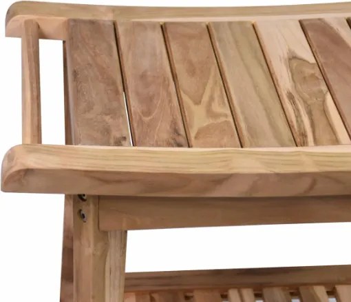 Taboret łazienkowy z drewna tekowego z półką 47x33x56 cm