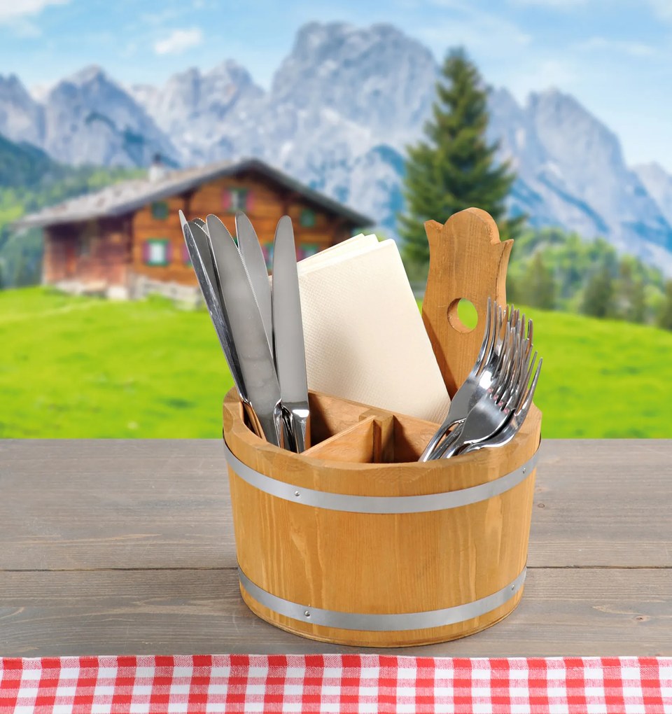 Dekoracyjny pojemnik na sztućce i serwetki, Ø 17 cm, Kesper