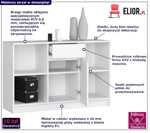 Biała komoda z drzwiczkami L3-B78